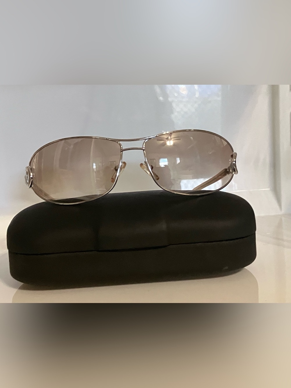 Roberto Cavalli Silver Frame Sunglasses with Brown Gradient Lenses